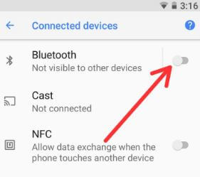 إعدادات Android Oreo Bluetooth في Pixel 2