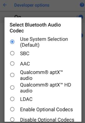 قم بتغيير برنامج ترميز صوت Bluetooth على نظام Android 8.0 Oreo