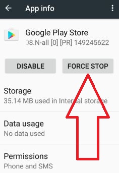 فرض إيقاف متجر Google Play لإصلاح رمز الخطأ 923