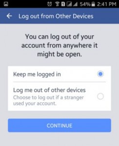 كيفية تغيير كلمة مرور facebook باستخدام تطبيق android