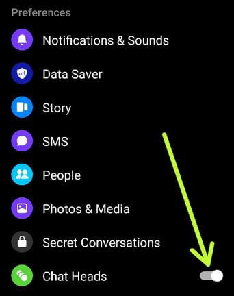 كيفية إيقاف تشغيل Chat Heads في تطبيق Facebook Messenger Android