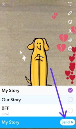 أضف ملصق Giphy GIF في قصص Snapchat android