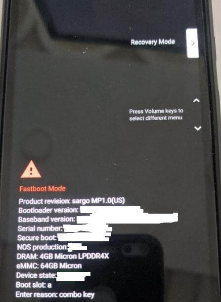 Google Pixel 3a XL Wipe Cache Partition