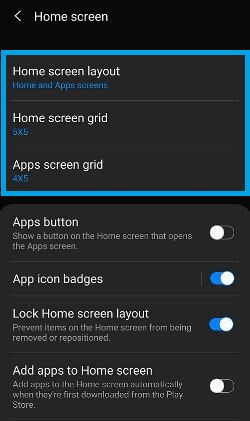 كيفية تغيير حجم شبكة الصفحة الرئيسية والتطبيق في Galaxy S20 Ultra و S20 Plus و S20